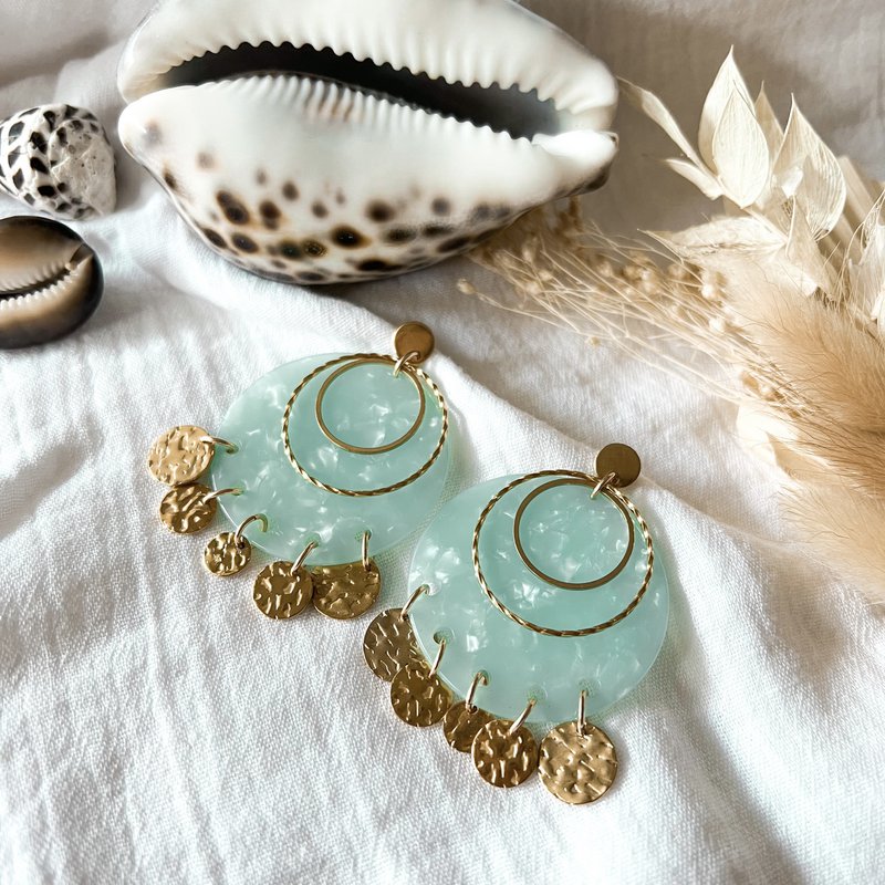 Blue and gold Maya earrings