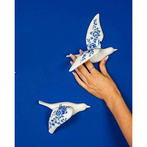 Wall Bird 2 - Ceramics - Delft Blue - 17 cm