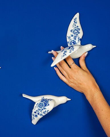 Wall Bird 2 - Ceramics - Delft Blue - 17 cm