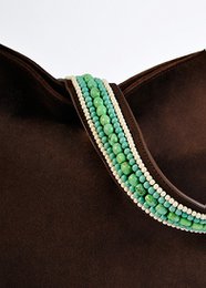 BOHO IBIZA BAG - Mint Ivory shoulder strap (70cm) + Suede bag (Cocoa)