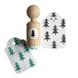 Mini juletræsstempel - træstempel til feriehåndværk