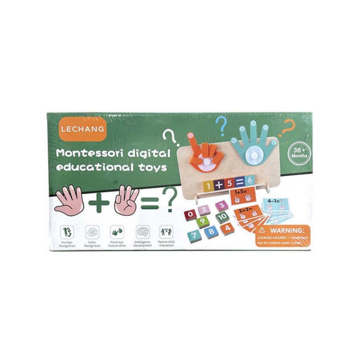 Tablero de madera Montessori con manos de fieltro, dedos, conteo de números y juguete aritmético