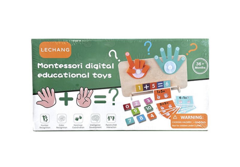 Montessori wooden board with felt hands fingers numbers counting and arithmetic toy
