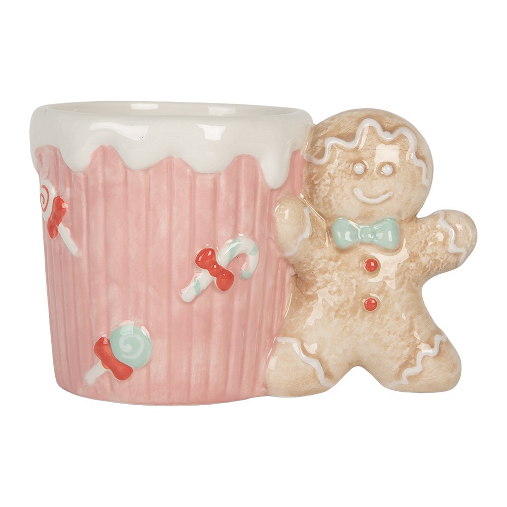 Mok 350 ml Roze Keramiek Gingerbread man