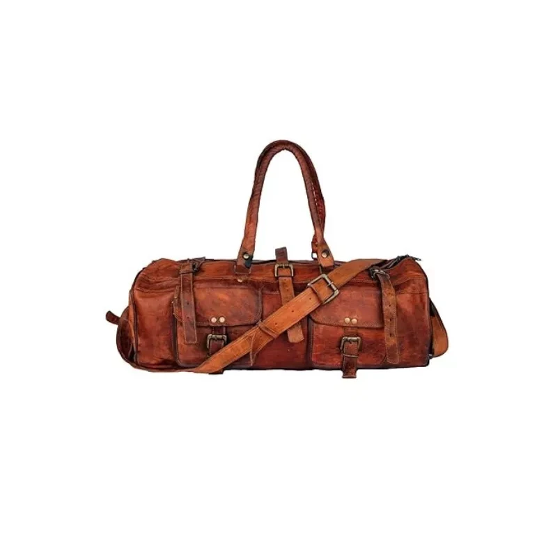 Voyager "Edge" in pelle marocchina fatta a mano – Borsone espandibile artigianale da 24" (60 cm) con organizzazione a tre tasche