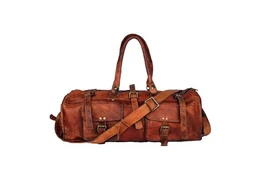 Håndlavet marokkansk læder "Edge" Voyager – Artisan 24" (60 cm) Udvidelig duffel med Triple-Pocket Organization