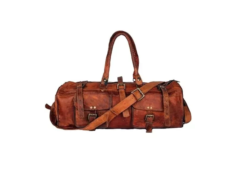 Voyager "Edge" in pelle marocchina fatta a mano – Borsone espandibile artigianale da 24" (60 cm) con organizzazione a tre tasche