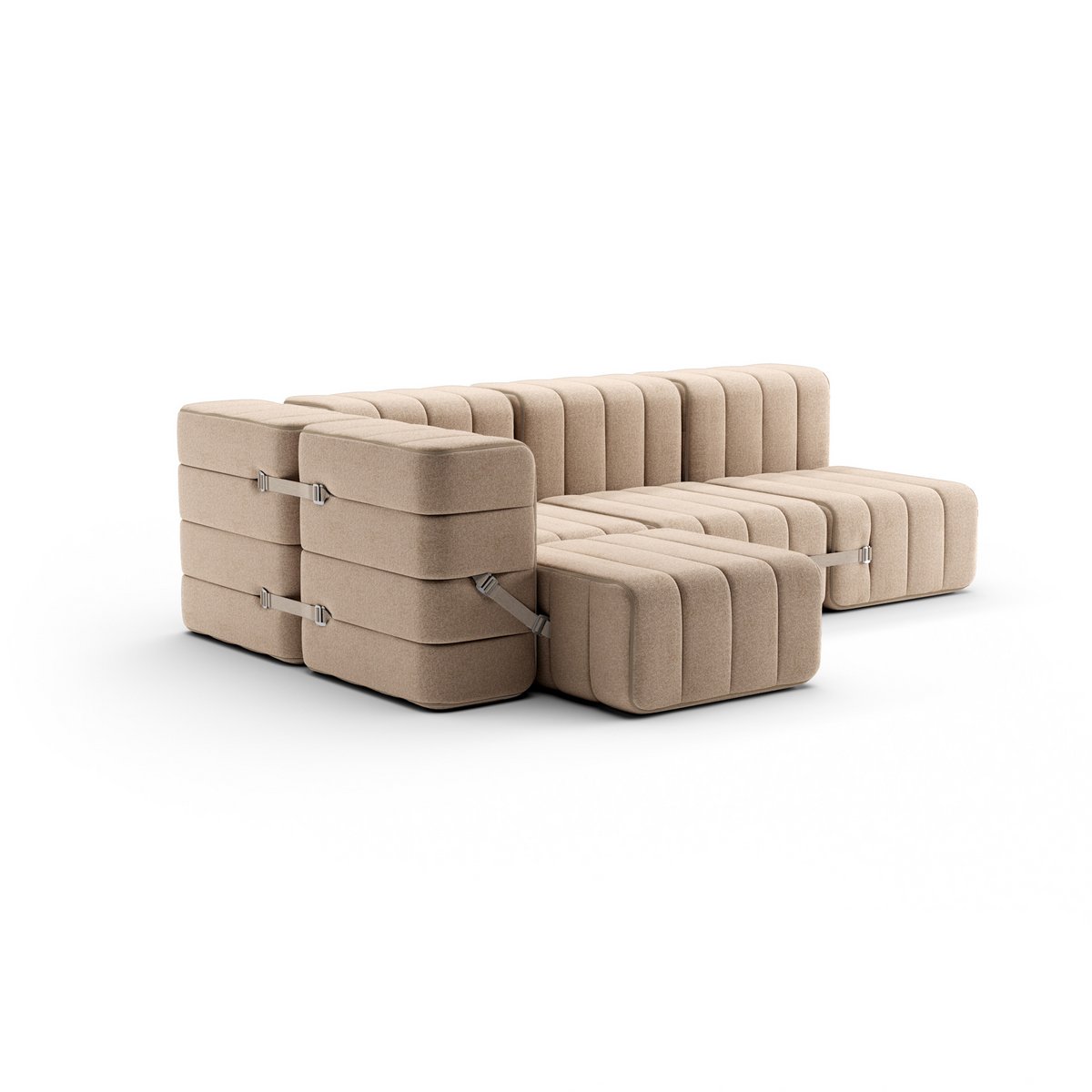 Curt-Set 9 - e.g. Flexible small corner sofa  - Dama - 0029 (Beige / Grey)