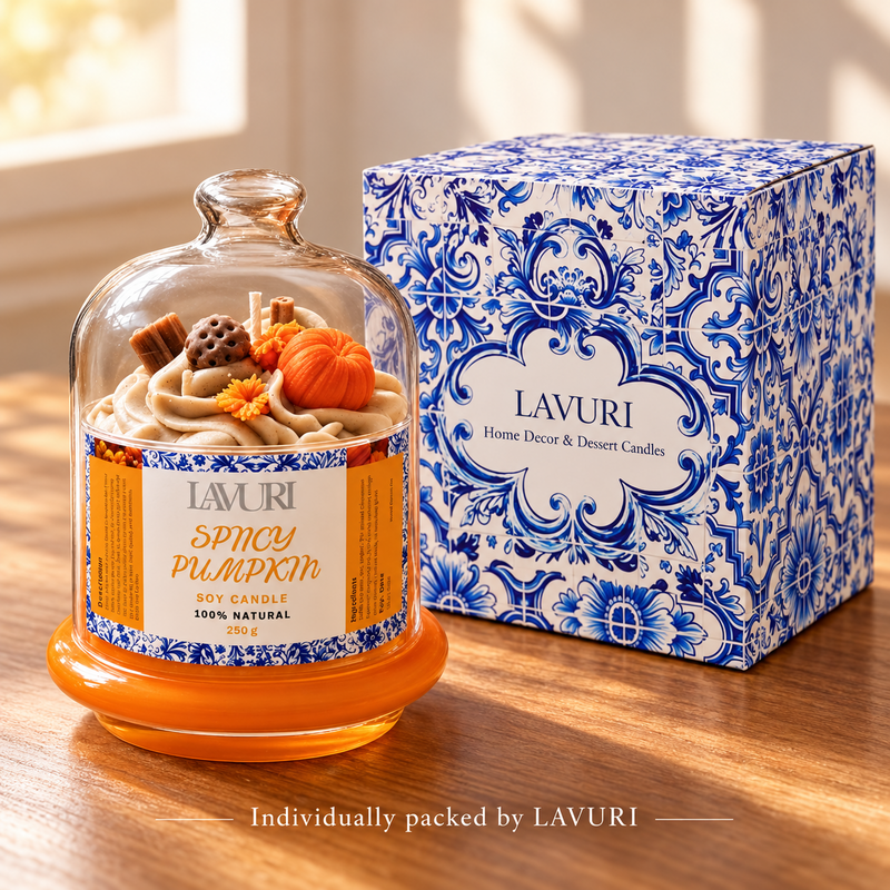 LAVURI Spicy Pumpkin – Handmade Soy Candle Under Glass