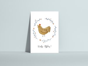 Osterkarte, Huhn, Frohe Ostern!