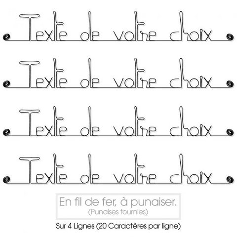 Wire Wall Decor Zin om te personaliseren - 4 regels (20 tekens per regel)