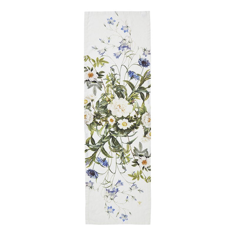 Runner de mesa de lino - Jardín de flores azules