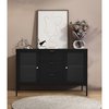 Dalby Sideboard - Black, Steel, Glass, 140x40x85cm