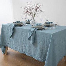 Linen Tablecloth Stone Blue Stone Washed
