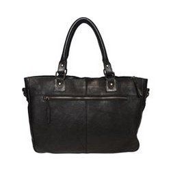 Black ladies bag or shoulder bag made of braided leather handles and