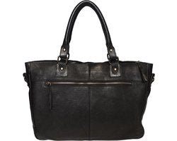 Black ladies bag or shoulder bag made of braided leather handles and