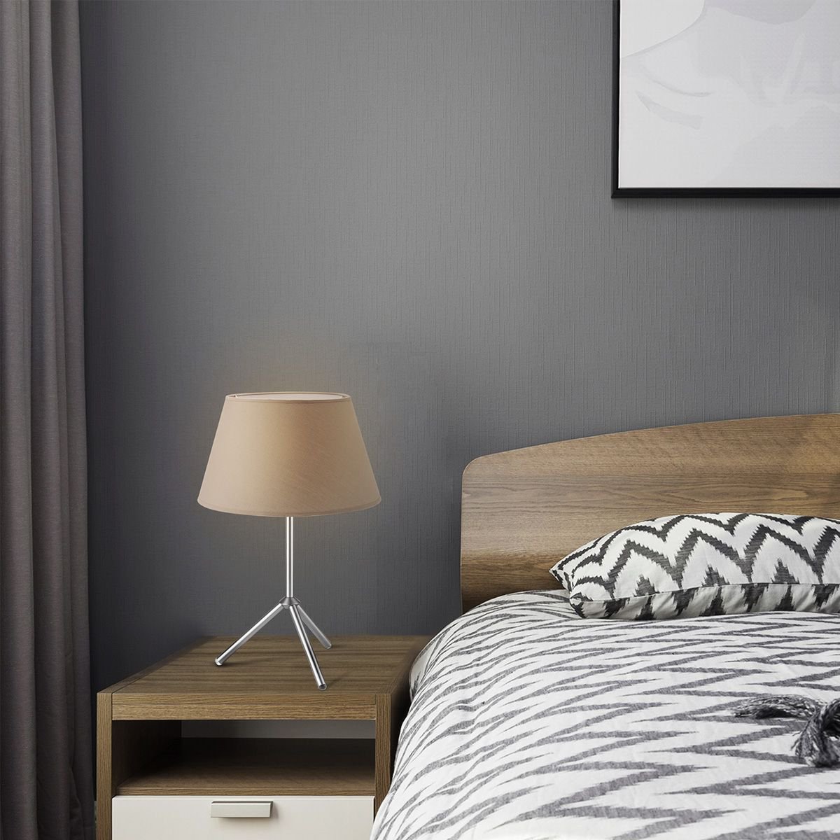 Home Sweet Home Lampenschirm aus Stoff, Taupe – 30 x 20 x 17 cm