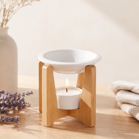 Parfümbrenner der Simplicity-Serie – Bogen – lackierte Keramik und Bambus – Geschenkidee – einfache moderne Dekoration