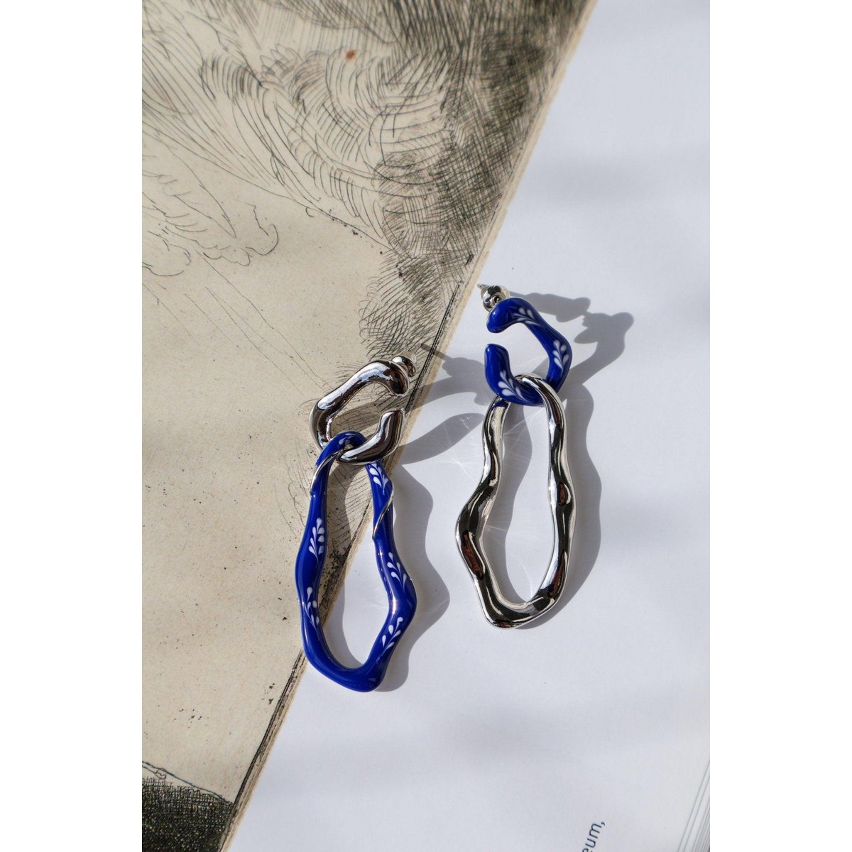Varia Enamel 2-in-1 Earrings — Blue & Silver