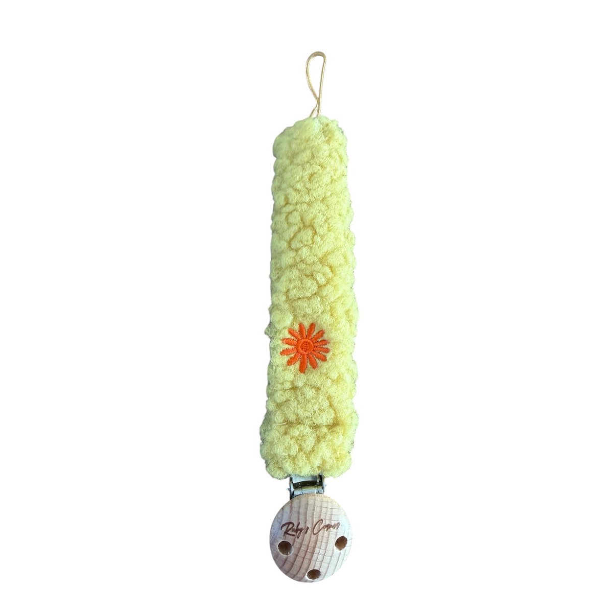 Pacifier Cord Teddy - Flower - Yellow