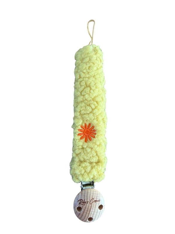 Pacifier Cord Teddy - Flower - Yellow
