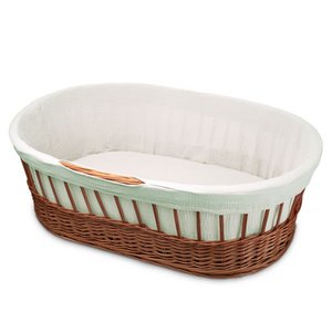 Hi Little One – hoher Moses-Korb aus Weidengeflecht mit Rahmen + Einlage + Matratze + Bettlaken WEISS