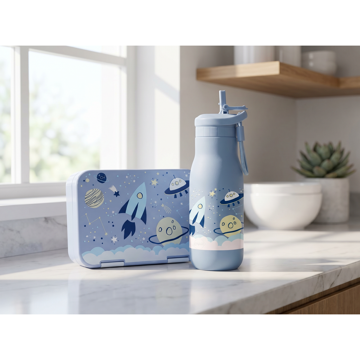 Children's lunch box leak-proof with compartments - Bento lunch box kindergarten BPA free - Space - JENARD