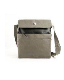 Khaki and cognac messenger bag for kids, featuring a rectangular shape, adjustable strap, and flap closure.