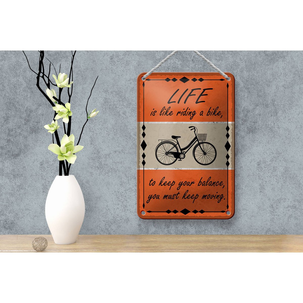 Tin sign saying 12x18cm Life is like riding a bike decoration