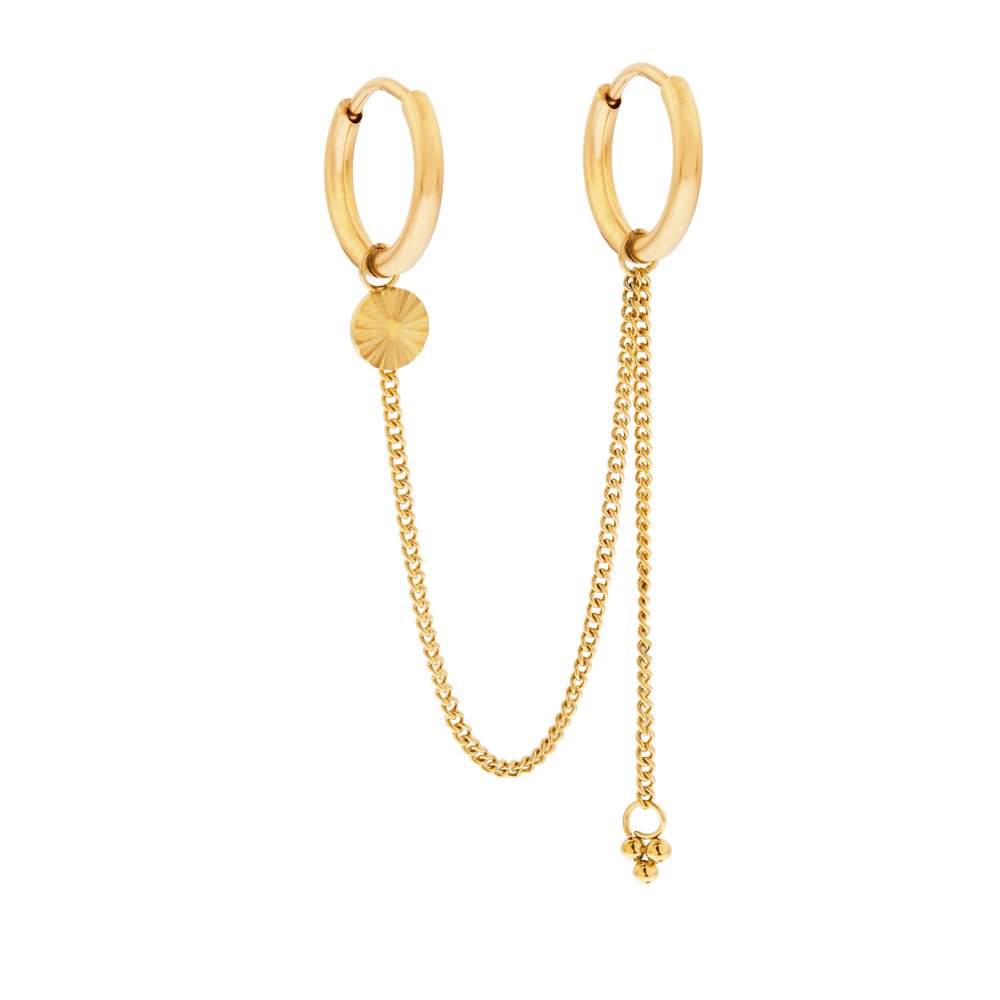 Earrings double ring dots and flamed coin