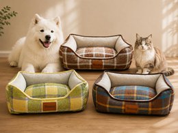Yommy Cama Refrigerante para Mascotas para Perros y Gatos, Cama para Mascotas de Lino a Cuadros Bicolor Transpirable y Antihumedad, Estera Refrigerante para 4 Estaciones Verano/Invierno, Base Antideslizante Lavable y Resistente, 3 Colores y 3 Tamaños