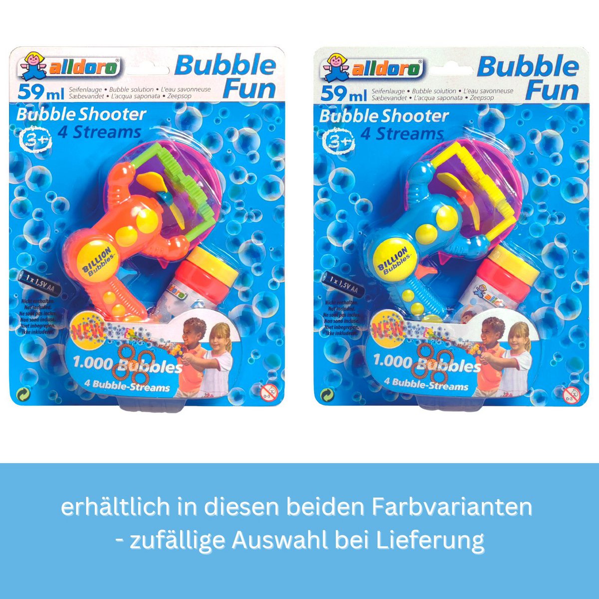 Seifenblasenpistole Bubble Fun, 2-fach sortiert