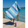 TOWEL TO GO PALERMO Baumwoll-Strandtuch 180x100 cm | Schnell trocknendes Poolhandtuch | Blau / Türkis | mit Geschenkbox