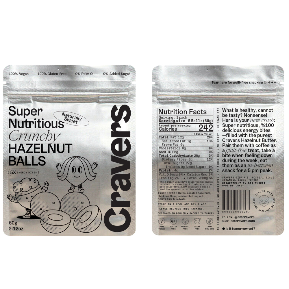 CRAVERS Hazelnut Balls, 12 Pack, 60g