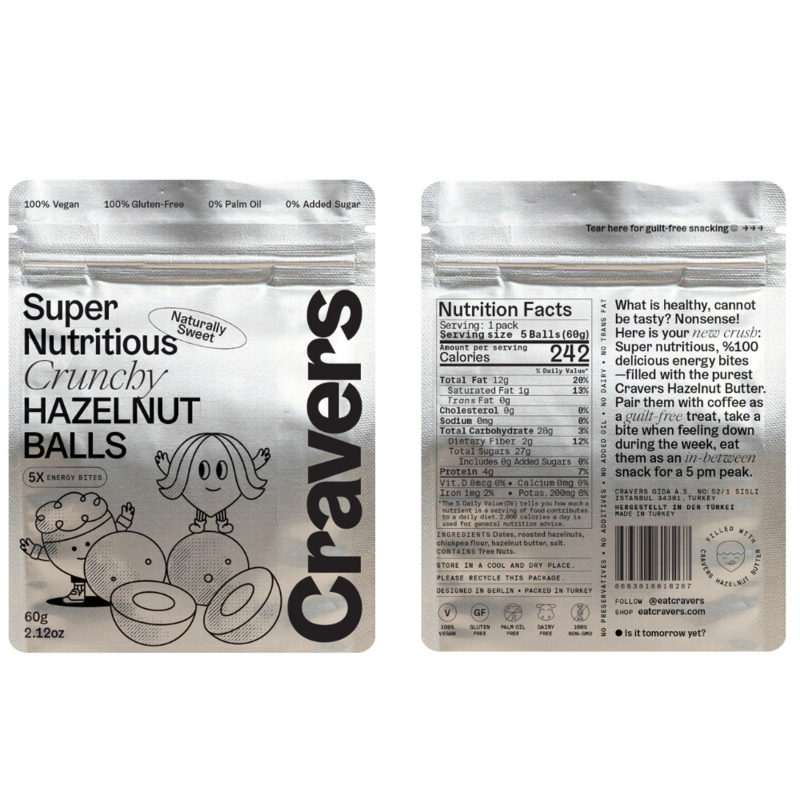 CRAVERS Bolas De Avellana, Paquete De 12, 60 G