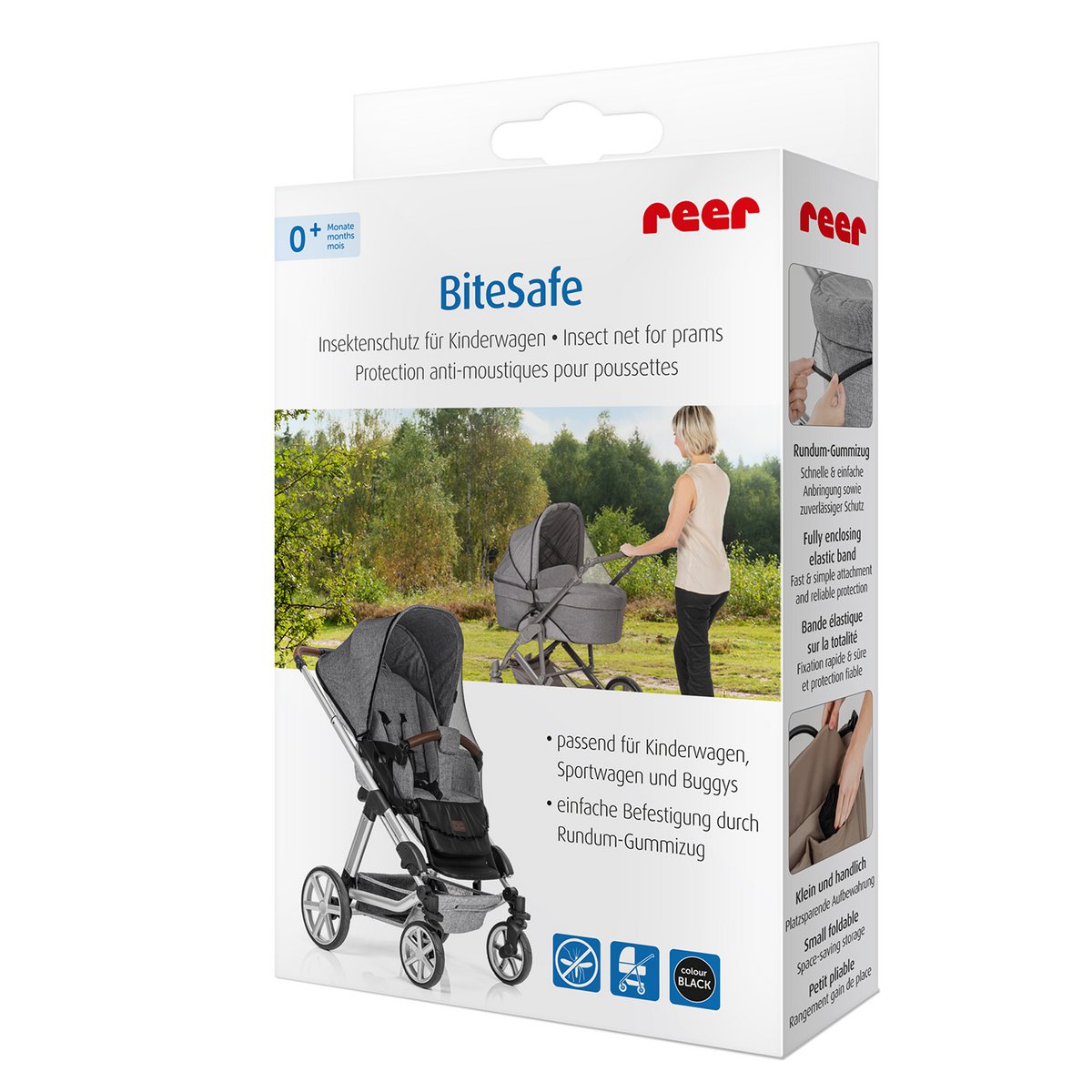 Mosquitera BiteSafe para cochecito, negra