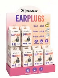 # Product Description
Earplugs display stand cardboard retail packaging multiple colors gold silver clear options