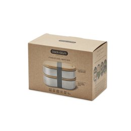 NERO + BLUM Portapranzo Bento Inox | Emillabile | 2x500ml | Gris