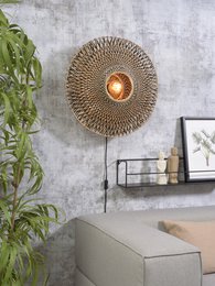 Wandlampe Bali 60cm zw./nat., M