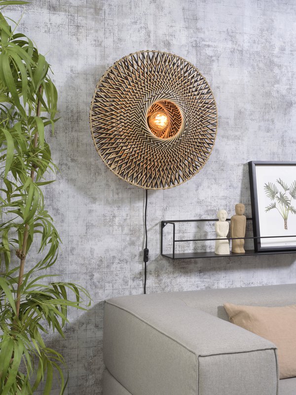 Wandlamp Bali 60cm zw./nat., M