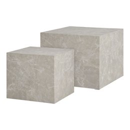 Praagse salontafelset - Beige, marmerlook, MDF, decorpapier, set van 2