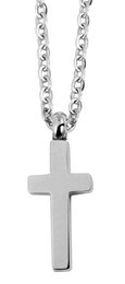 Accentankerketting met kruishanger, roestvrij staal, 43+5 cm, zilverkleurig