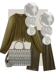 Meli long round statement earrings - silver
