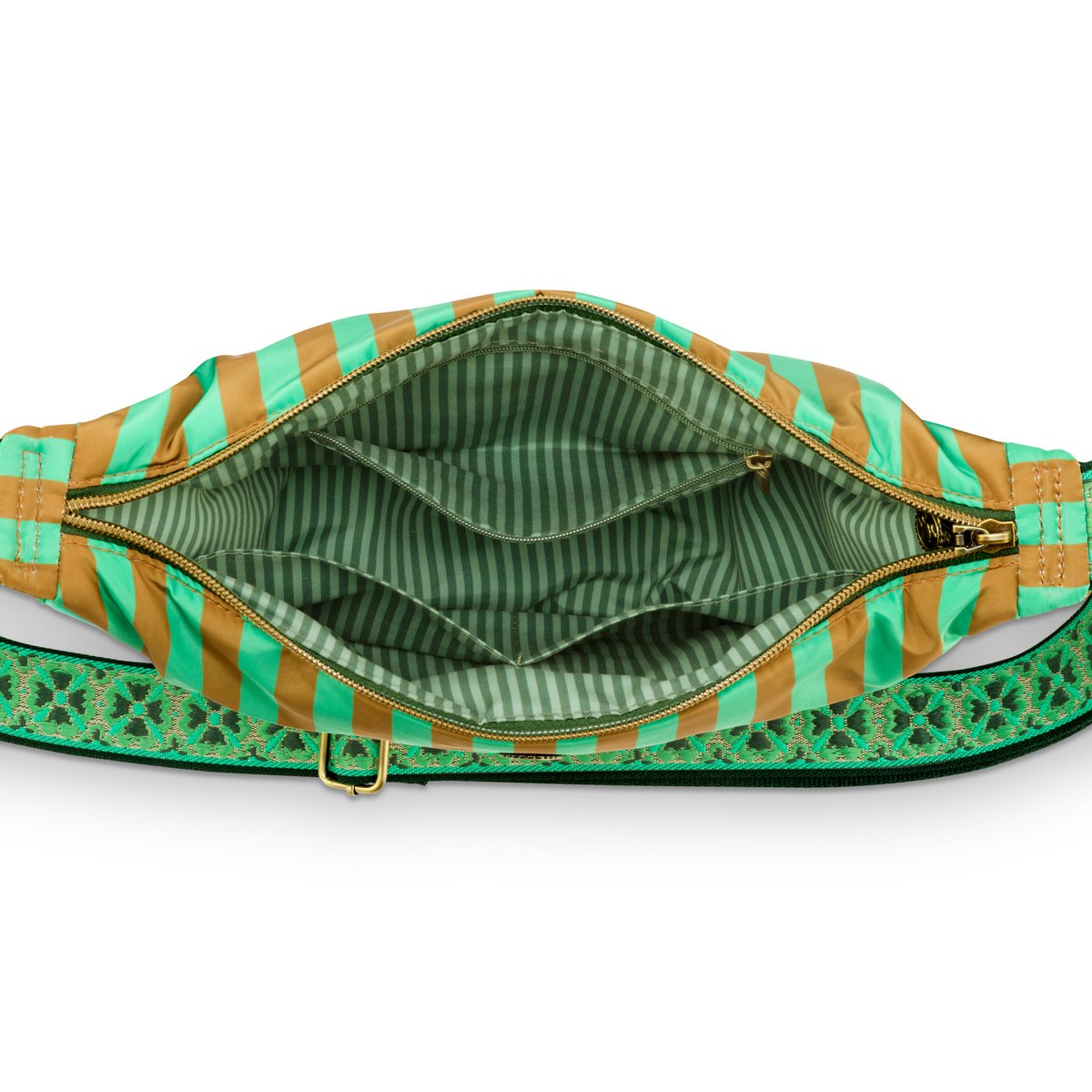 Freya Half Moon Cross Body Bag Stripe Green 34x10x16cm