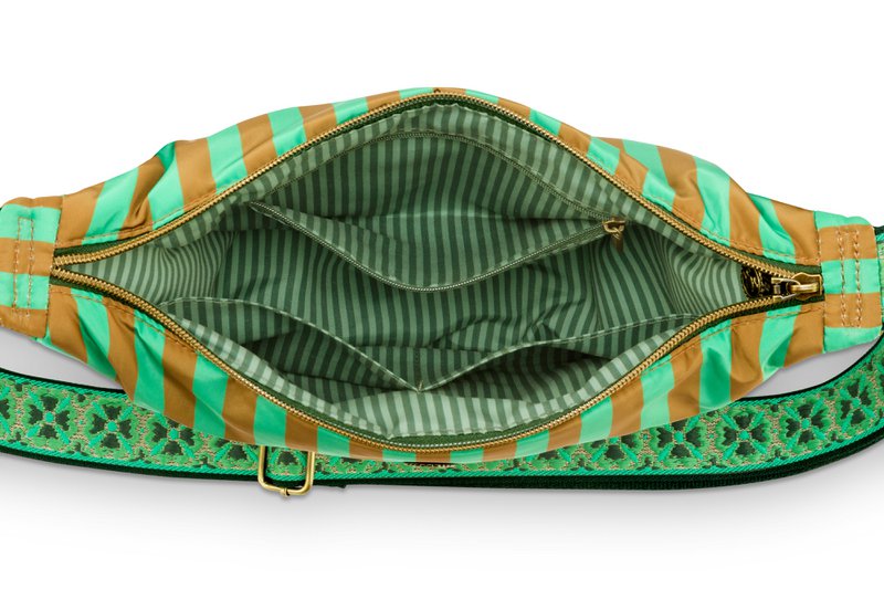 Freya Half Moon Cross Body Bag Stripe Green 34x10x16cm