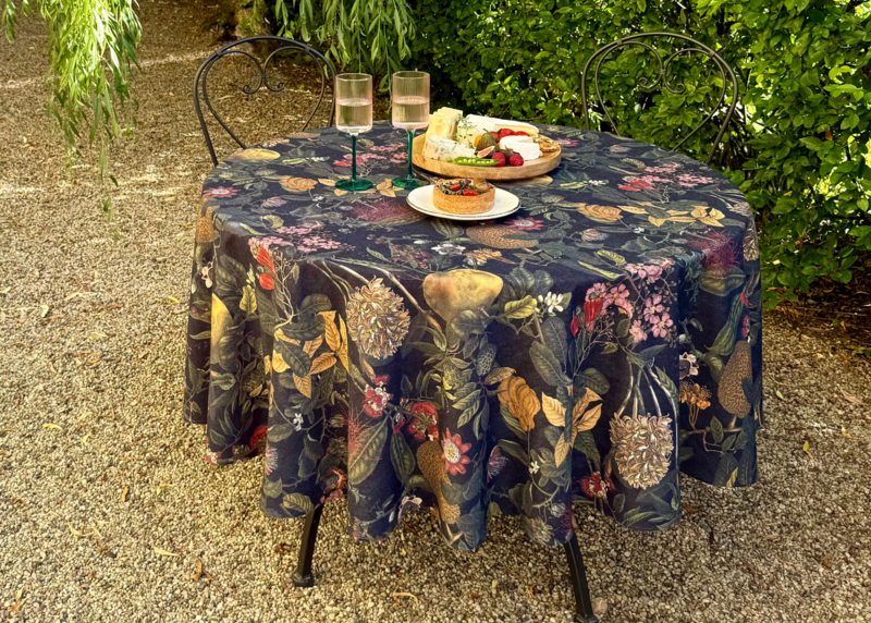 Rund dug, hør-bomuldsblanding, trykt | Eksotisk nat