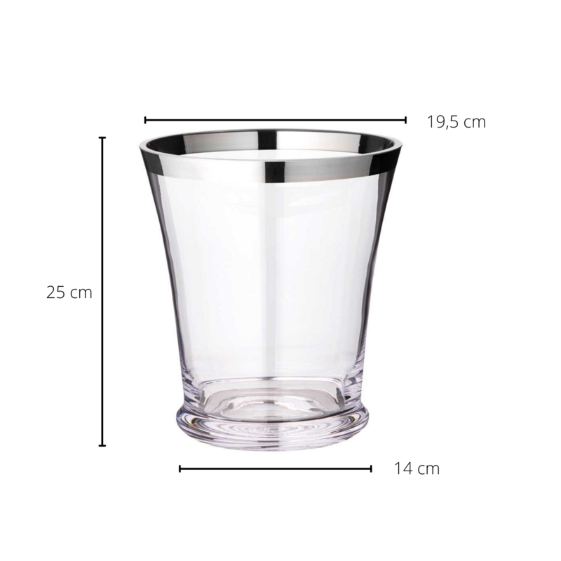 Enfriador de botellas EDZARD Reuben, cristal soplado a mano con borde de platino, altura 22 cm, diámetro 20 cm
