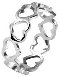 Anello "Abbey" in vero argento 925/rh, disegno a cuore, misura. 52