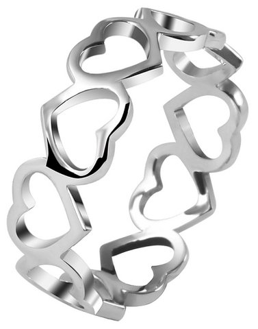 "Abbey" 925/rh Echt Silber Ring, Herz-Design, Gr. 52
