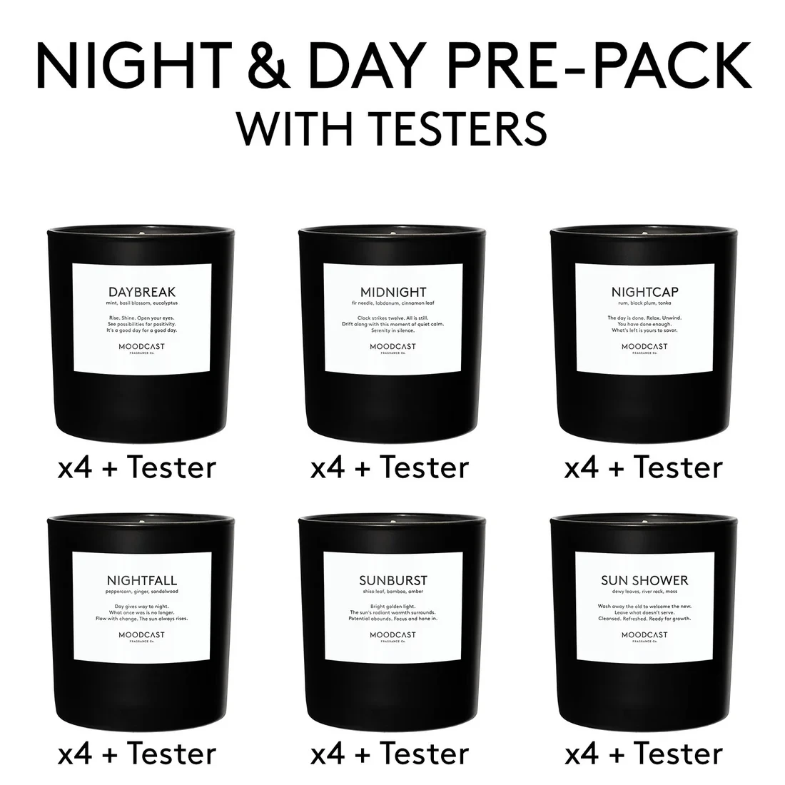 Moodcast Night & Day 8 oz stearinlys Pre-Pack